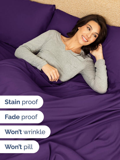 Skiennix Extra Deep King Sheet Set | 6-Piece Breathable Cooling Bedding - Soft, Wrinkle-Free Purple