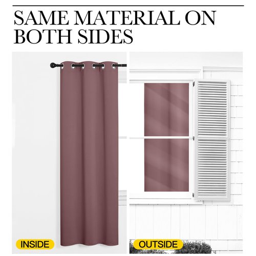 NICETOWN Room Darkening Curtains Drapes for Daughter's Bedroom, Window Treatment Thermal Insulated Grommet for Living Room (Dusty Bean Paste, 2 Panels, 42 by 63)