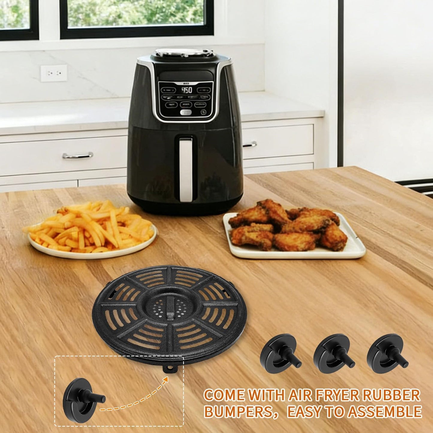 Ninja Air Fryer Accessories - 8.2'' Round Food Grade Grill Pan & Crisper Plate - Dishwasher Safe