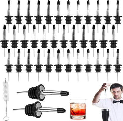 36 Pack Liquor Bottle Pourers, Liquor Pour Spout for Liquor Bottles, Stainless Steel Olive oil Dispenser Spout, Alcohol Pourer Spouts Dust Caps Covers Wine Oil Beer Drink Water Bar Supplies