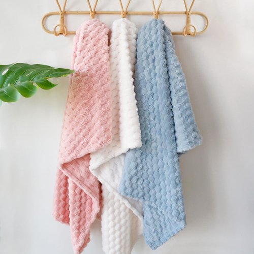 HOMRITAR Baby Blanket - Soft Fluffy 3D Jacquard Fleece for Nursery & Stroller | 30 x 40 Inch, Blue