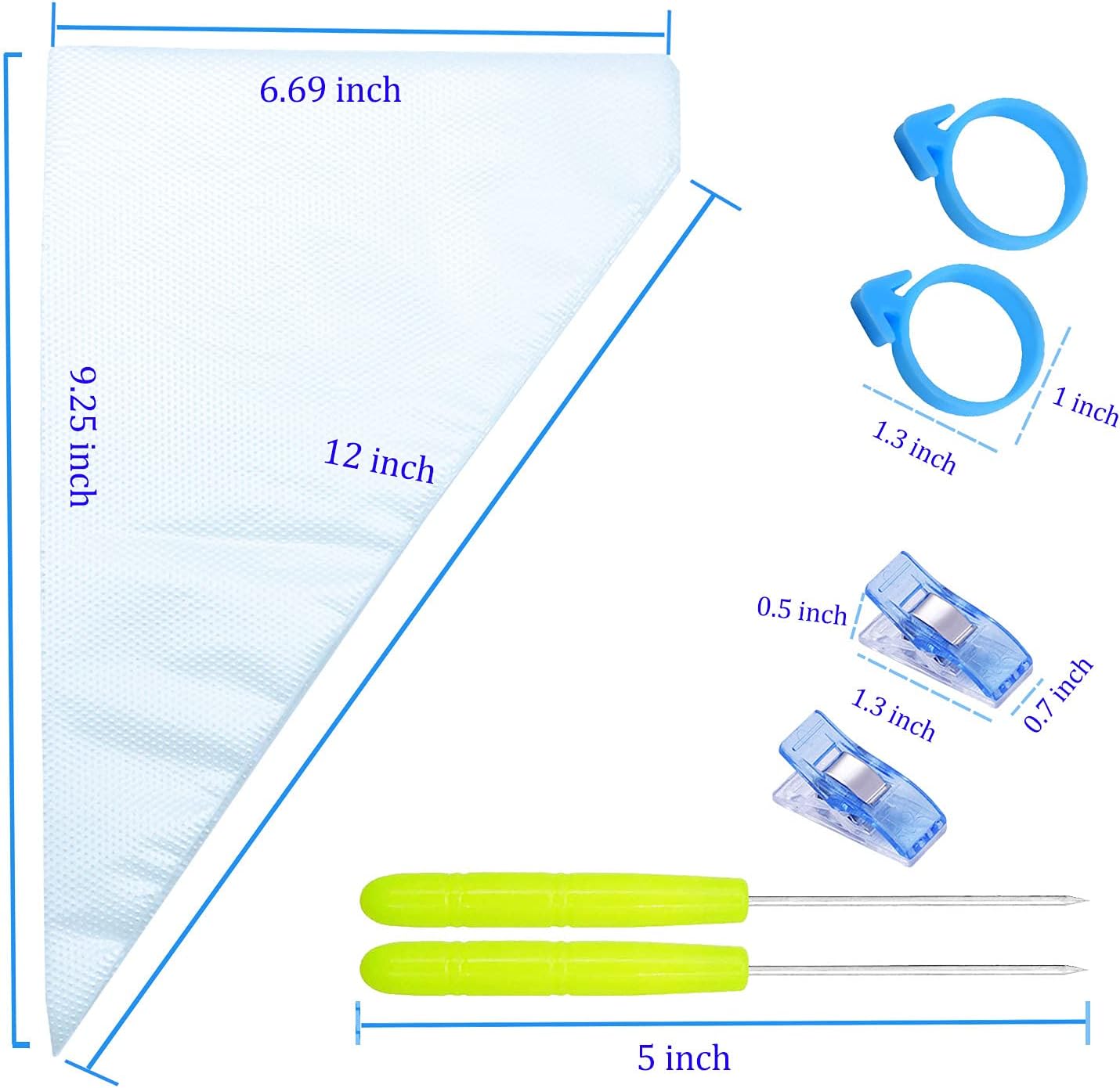 Tipless Piping Bags by 122Pieces - 100 Disposable Pastry Bags for Icing & Cookie Decorating - Includes 10 Ties, 10 Clips & 2 Scribers - Perfect for Cakes & Cookies (10 Inch)