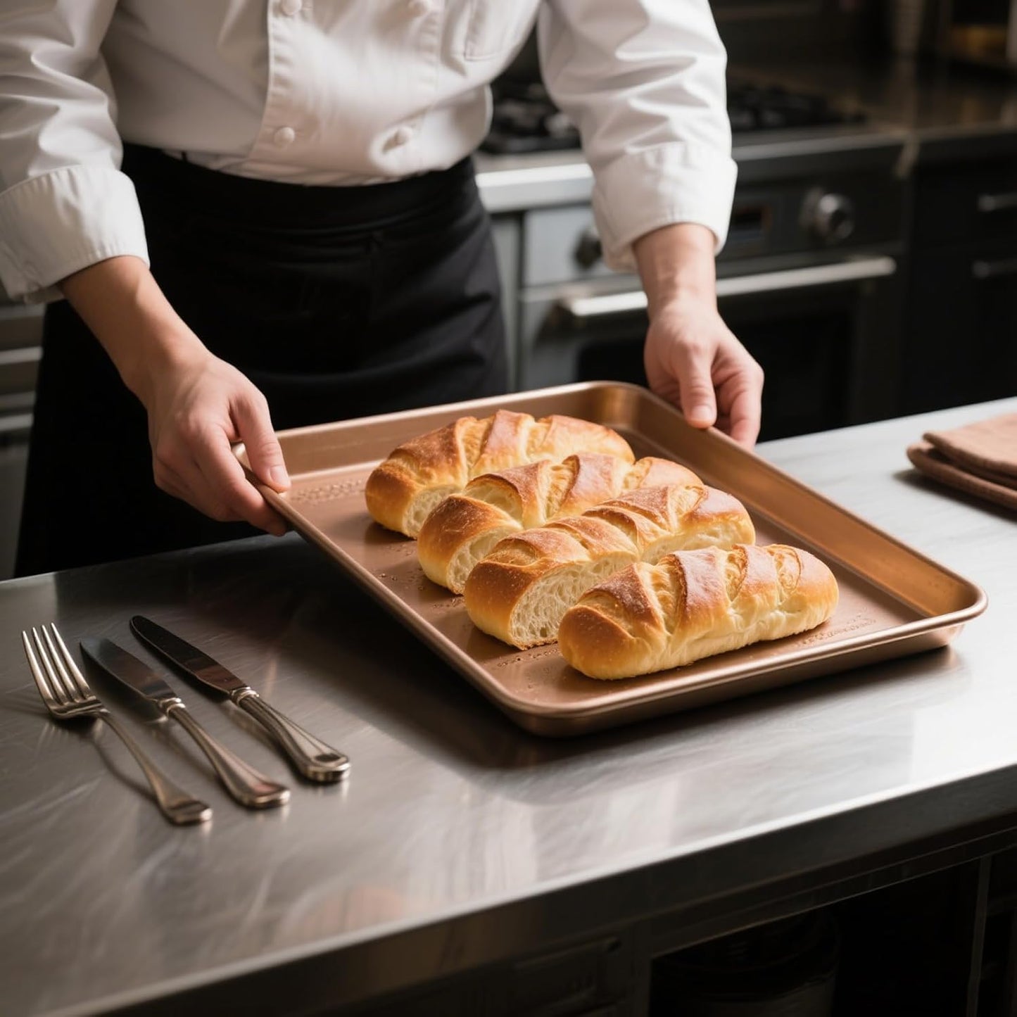 ZOENHOU Nonstick Baking Sheet Pan Set - 3 Sizes (9, 11, 13 Inch) | Rose Gold Cookie & Cake Trays