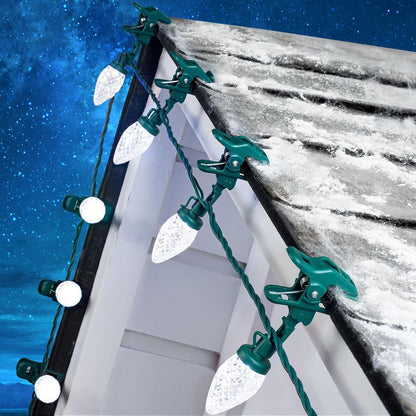 C9 Christmas Lights - 100 LED Waterproof String Lights | 65FT with 100 Spring Clips for Outdoor Decor