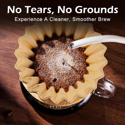 Skiennix 5 Cup Coffee Filters - 100 Count Unbleached Natural Paper for Pour Over Coffee Makers | Brown