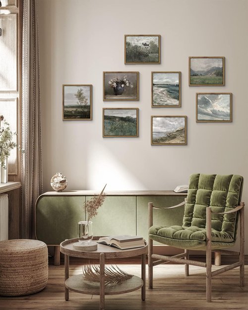 InSimSea Framed Canvas Wall Art - Vintage Clouds and Sunset Paintings for Home, Office, Bedroom | 8x10