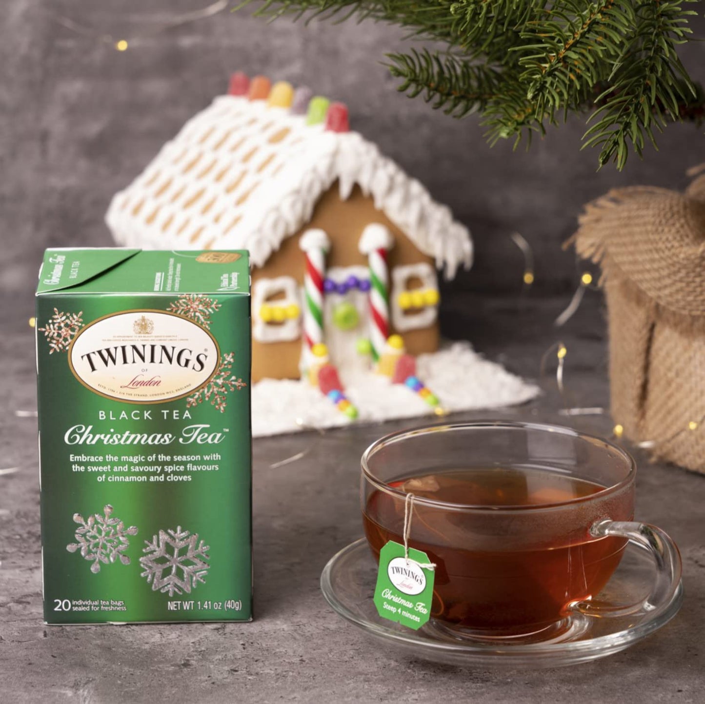 Twinings Black & Herbal Tea Collection (48 Count) Four Seasonal Winter Flavors with By The Cup Honey Sticks