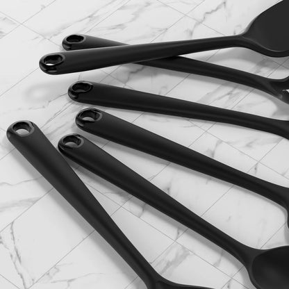 Silicone Kitchen Utensils Set, 600°F Heat Resistant Silicone Cooking Utensils, Spatula, Spoon, Whisk, Tongs, Kitchen Gadgets Tools Sets for Nonstick Cookware, Dishwasher Safe BPA Free (Black)