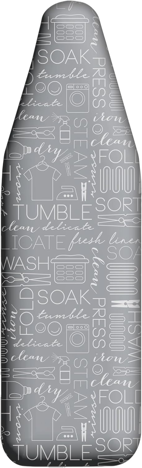 Scorch Resistant Ironing Board Cover - Thick Cotton Padding with Stretch Elastic Fit | Grey