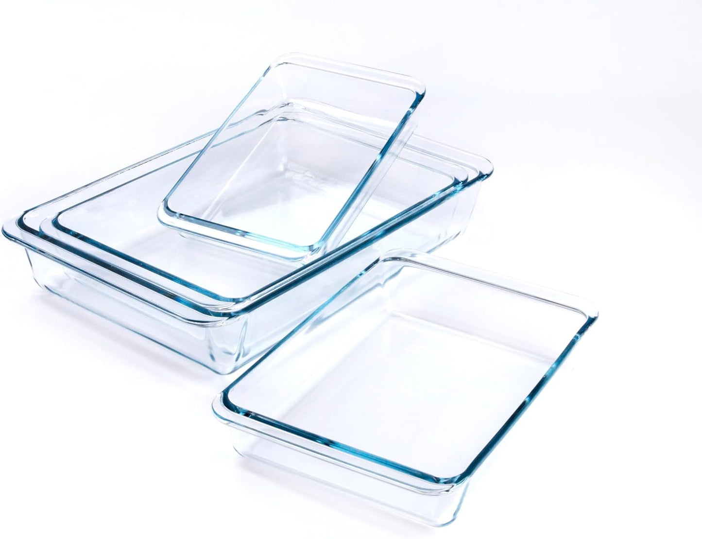 Tempered Glass Baking Pan Set by Basic | 4-Piece Oven & Microwave Safe Dish Set - 1L, 1.7L, 2.8L, 4.2L