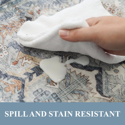 Washable Kitchen 3x8 Runner Rug - 3x8 Hallway Rug Distressed Mats Non-Slip Soft Room Floor Carpet for Dining Room (Grey, 3x8)