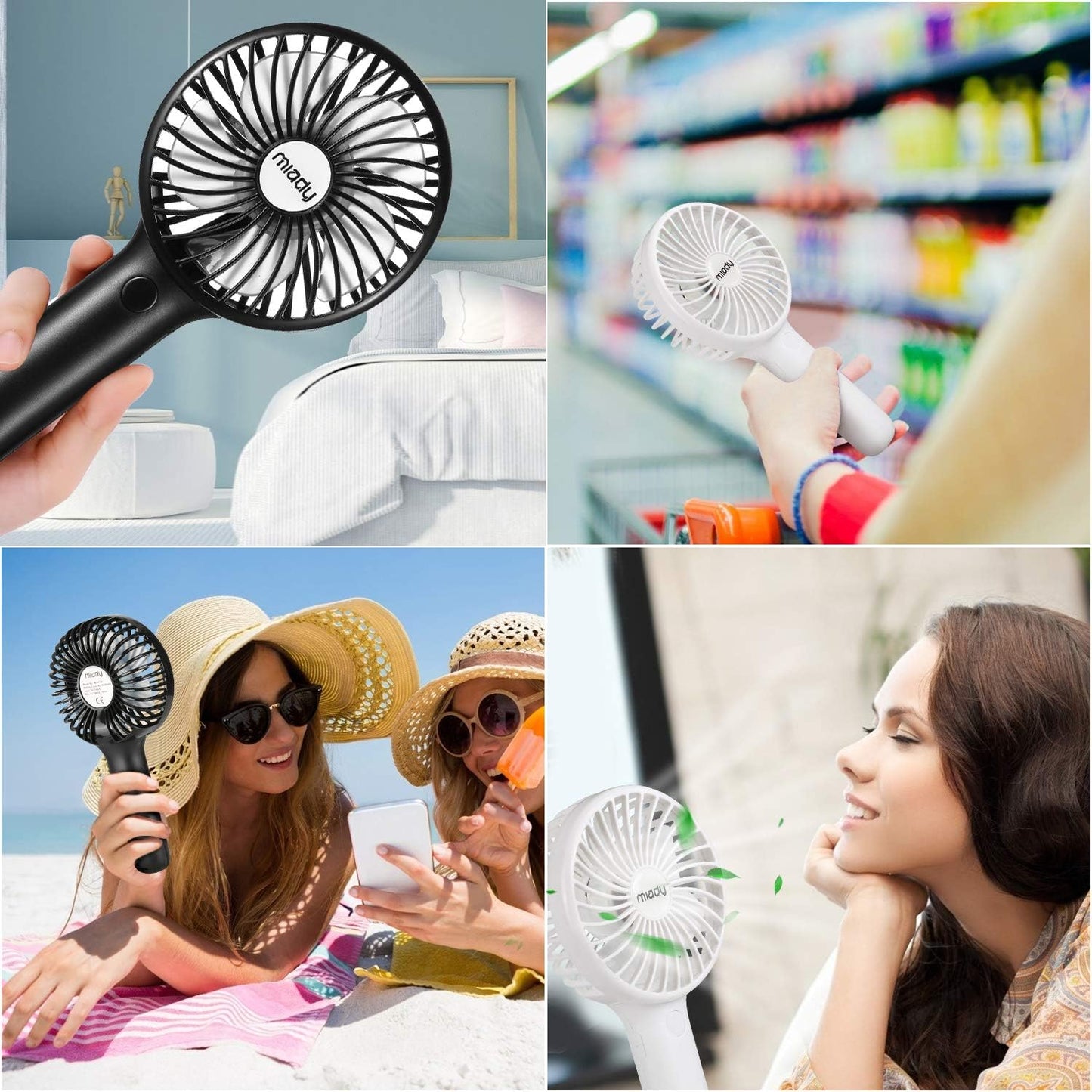 Miady Portable Handheld Fan - 5000mAh Mini USB with 3 Speeds | Strong Wind for Travel & Office
