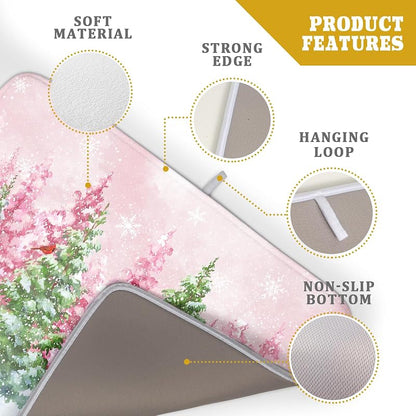 Winter Forest 24x18 Inch Dish Drying Mat - Christmas Kitchen Counter Protector