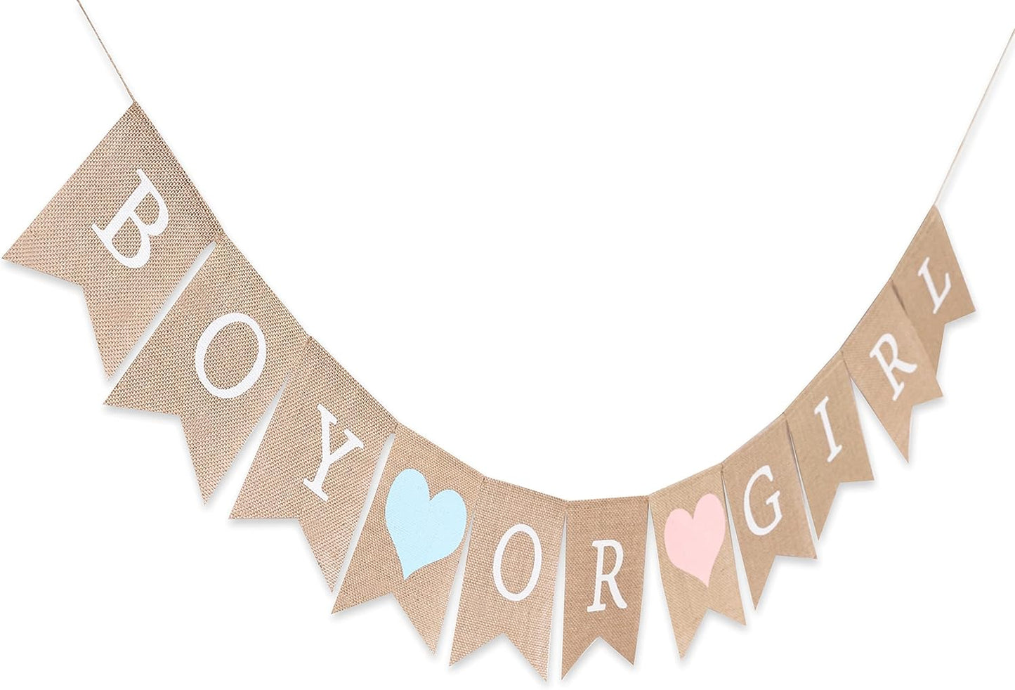 Regine Switzerland Burlap Gender Reveal Banner - Rustic Boy or Girl Baby Shower Decor