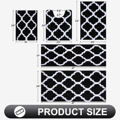 OLANLY Bathroom Rugs - Soft, Absorbent Microfiber Bath Mats | Non-Slip Shaggy Design, 30x20 Inches, Black