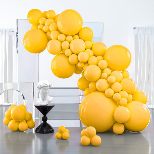 PartyWoo Mustard Yellow Balloons - 100pcs Assorted Sizes for Birthday, Engagement & Baby Showers | Fall Decor