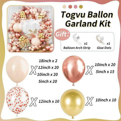 Blush Rose Gold Balloon Garland Kit - 119 Pieces of Peach Pink & Metallic Confetti for Celebrations