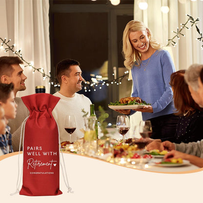 XFW Red Retirement Wine Bag Retirement Gifts for Women Men Farewell Gifts for Coworkers Going Away Gift for Friends Boss
