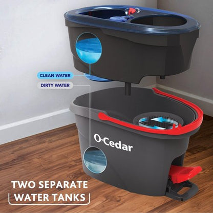O-Cedar EasyWring RinseClean Microfiber Spin Mop & Bucket Floor Cleaning System with 1 Extra Refill with Citrus and Lavender Pacs (Variety Pack)