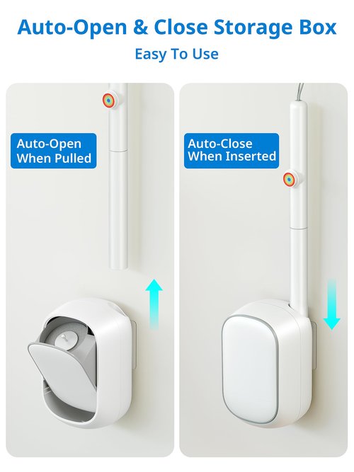 Disposable Toilet Cleaner Wand and Holder Set, Wall Mounted Toilet Bowl Brush Kit with 12 Refill Heads, Hygienic Toilet Cleaning System for Bathroom and RV