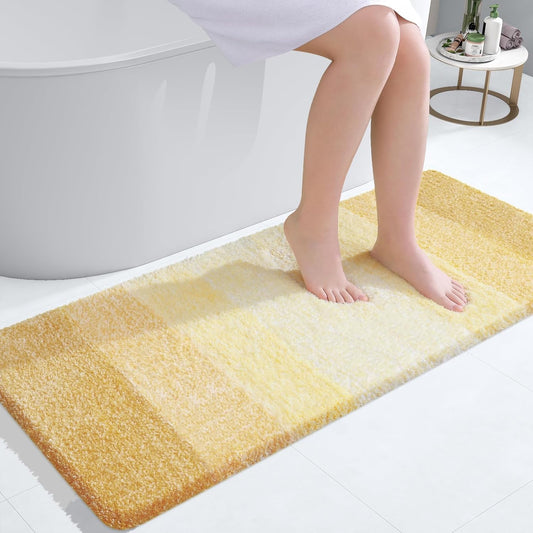 OLANLY Bathroom Runner Rug - Extra Soft Microfiber Mat with Rubber Backing | Quick-Dry, Washable, 47x24, Light Yellow