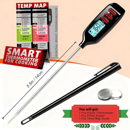 Antonki Digital Meat Thermometer - Smart Instant Read with Long Probe for Cooking & BBQ | Backlit Display Included