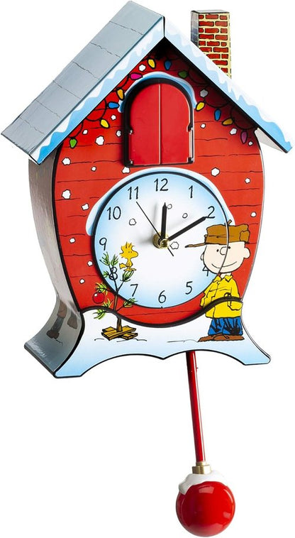Mark Feldstein Peanuts Cuckoo Clock - Linus and Lucy Song, 17-Inch Red Design