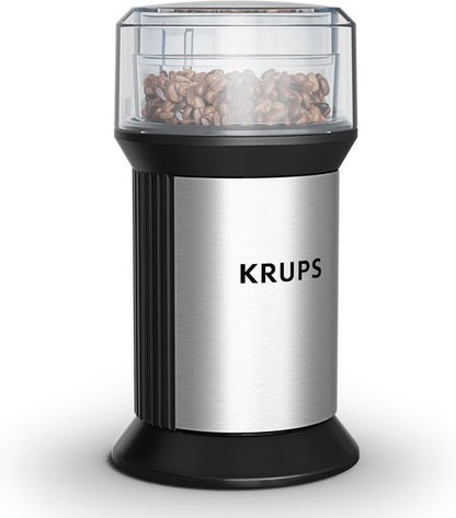 KRUPS Electric Blade Coffee Grinder - Adjustable Coarse to Fine Grind for Perfect Espresso | 1.6 Oz, Stainless Steel, Dishwasher Safe Bowl