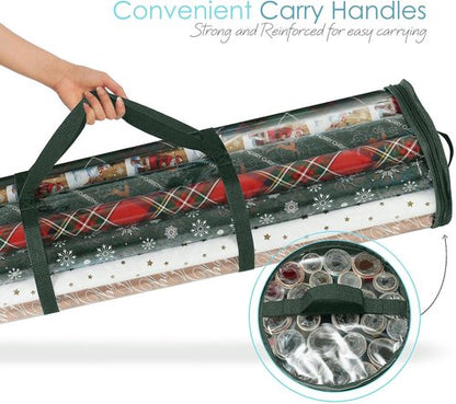 Hearth & Harbor Wrapping Paper Storage Container - Tear-Proof Organizer Holds Up to 14 Rolls | Clear Design