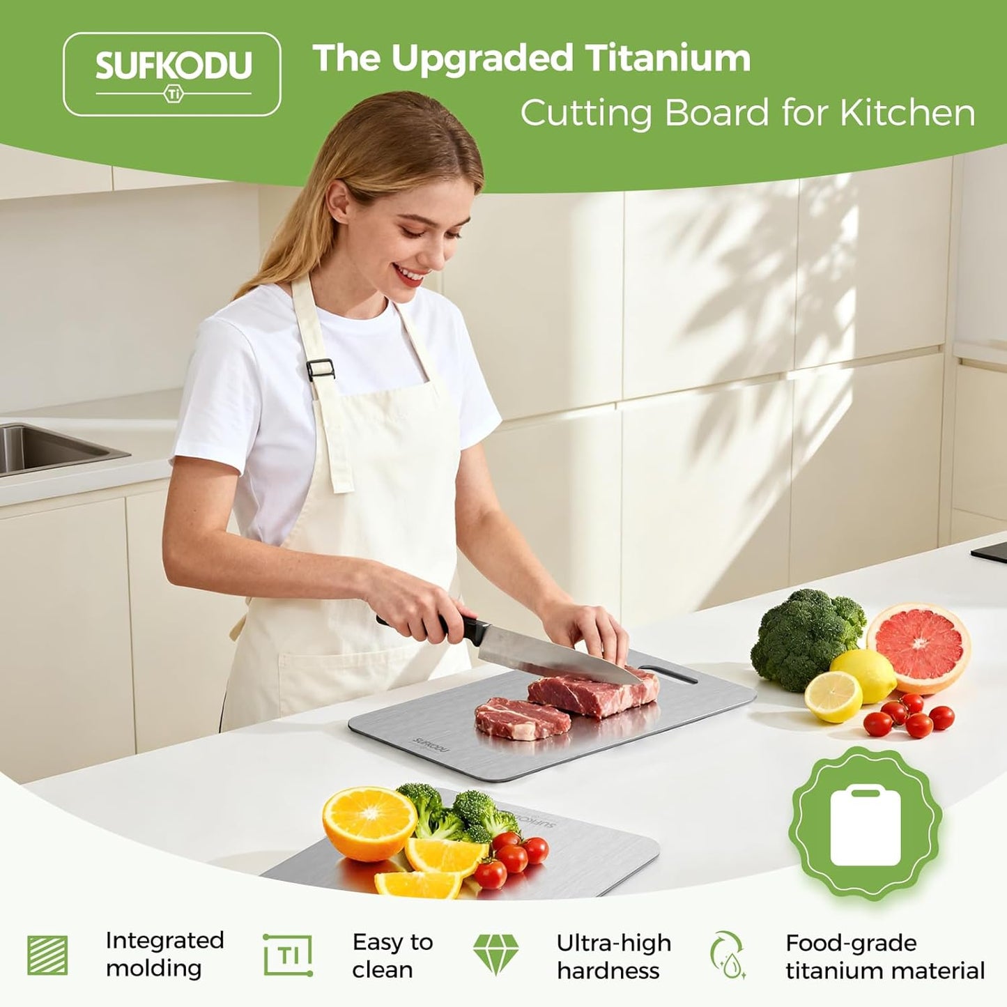Titanium Cutting Board Set by [Brand Name] - 3 Double-Sided Boards for Raw & Cooked Food | Non-Toxic, Dishwasher Safe