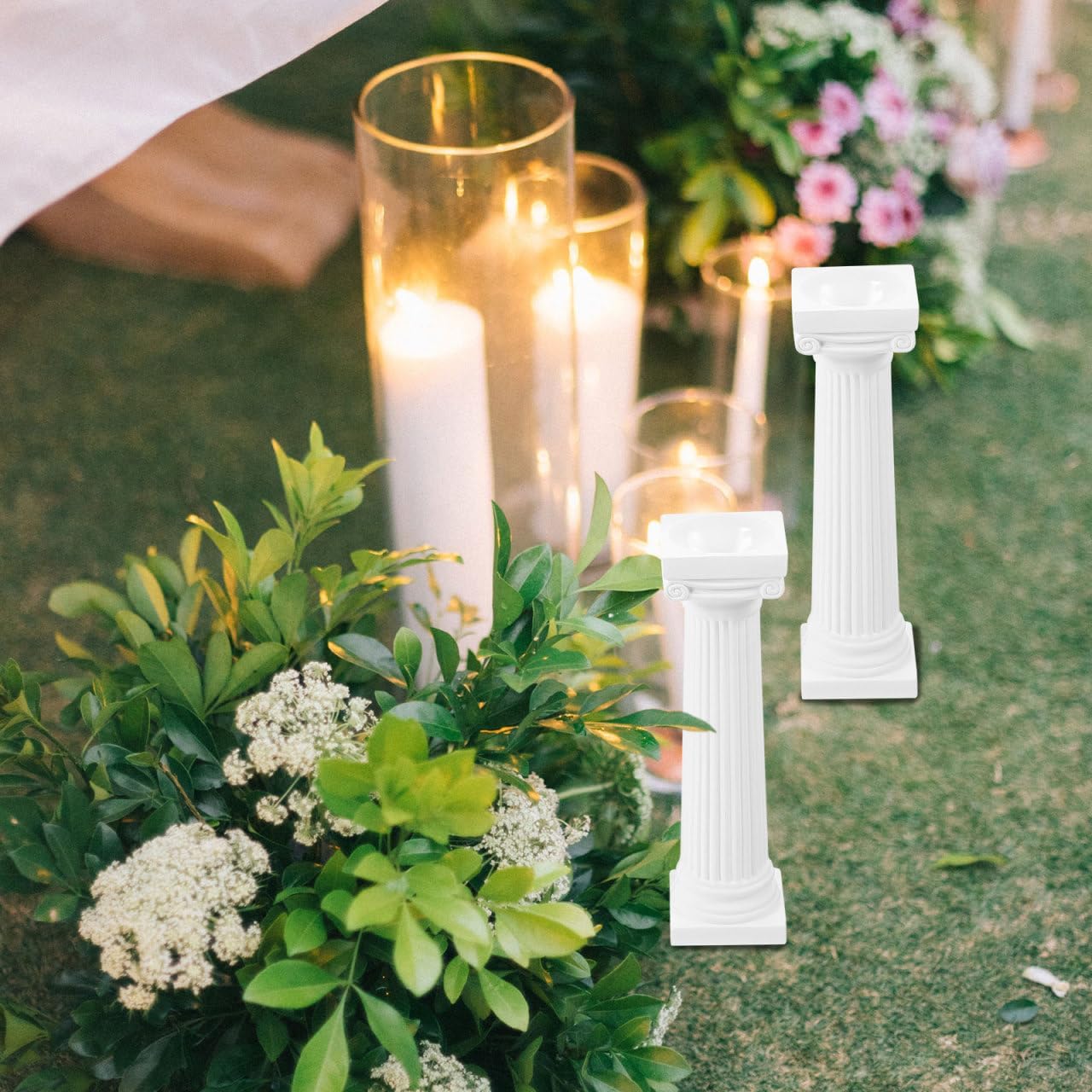 VICASKY Roman Pillar Statues - 6 Pcs White Miniature Columns for Wedding Decor & Photography Props (4.92 Inch)