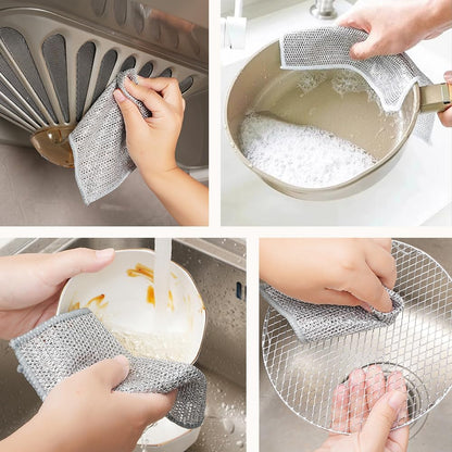 Skiennix Multifunctional Wire Dishcloths - Premium Non-Scratch Dishwashing Rags (10 Pack) for Wet & Dry Use