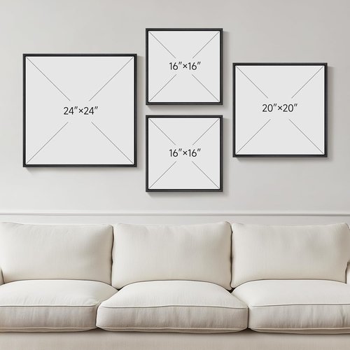 Framed 3D Textured Black And White Abstract Wall Art - 4 Piece Modern Paintings For Home Decor