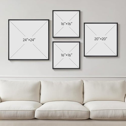 Framed 3D Textured Black And White Abstract Wall Art - 4 Piece Modern Paintings For Home Decor