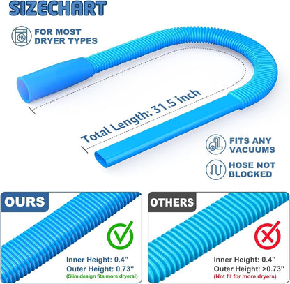 PetOde Dryer Vent Cleaner Kit - Flexible Lint Vacuum Attachment for Most Vacuums | Blue