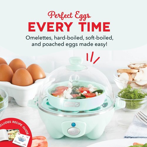 Dash Rapid Egg Cooker | Boiler, Poacher & Steamer - Holds 7 Eggs - Aqua - BPA Free & Dishwasher Safe