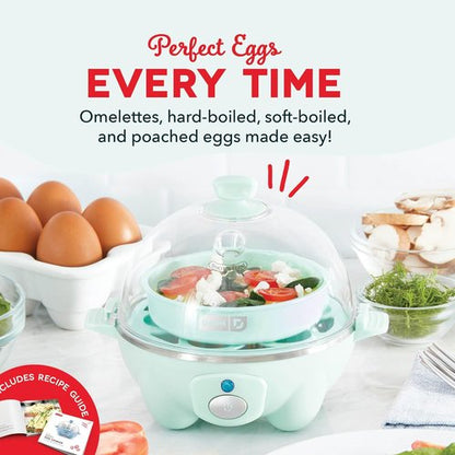 Dash Rapid Egg Cooker | Boiler, Poacher & Steamer - Holds 7 Eggs - Aqua - BPA Free & Dishwasher Safe