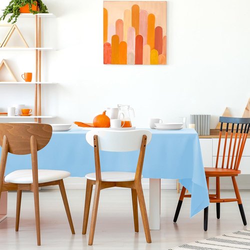 Kopokita Disposable Light Blue Plastic Tablecloths - 54 x 108 Inch Rectangle Party Covers