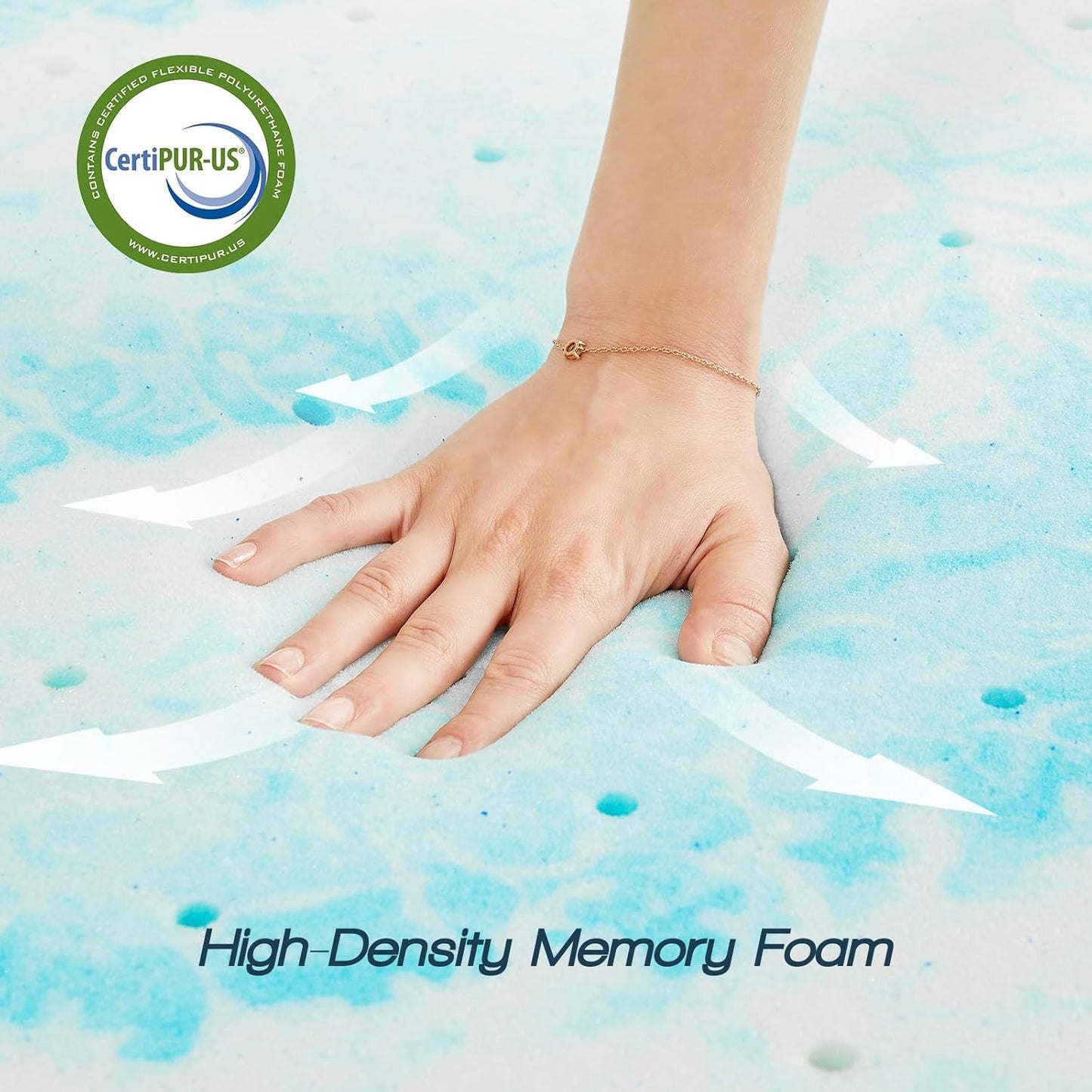 Skiennix Full Size Mattress Topper - 2 Inch Cooling Gel Infused Memory Foam for Back Pain Relief