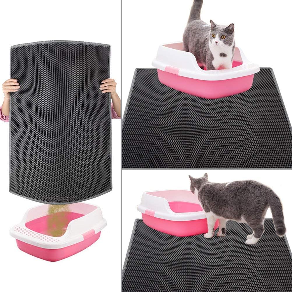 Pieviev Cat Litter Mat - Double Layer Waterproof Urine-Proof Design | Gray, 24x15 Inch