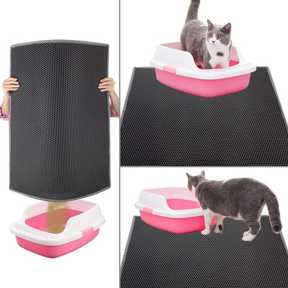 Pieviev Cat Litter Mat - Double Layer Waterproof Urine-Proof Design | Gray, 24x15 Inch