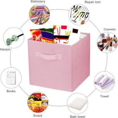 Storage Cubes by [Brand Name] - 10.5 Inch Collapsible Fabric Bins for Organized Closets & Offices | Pink