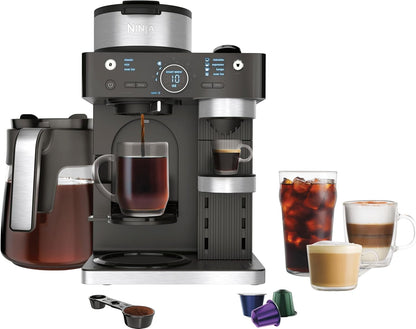 Ninja CFN602 Espresso & Coffee Barista System - Ristretto Function, Single-Serve & 12-Cup Carafe, Built-In Frother