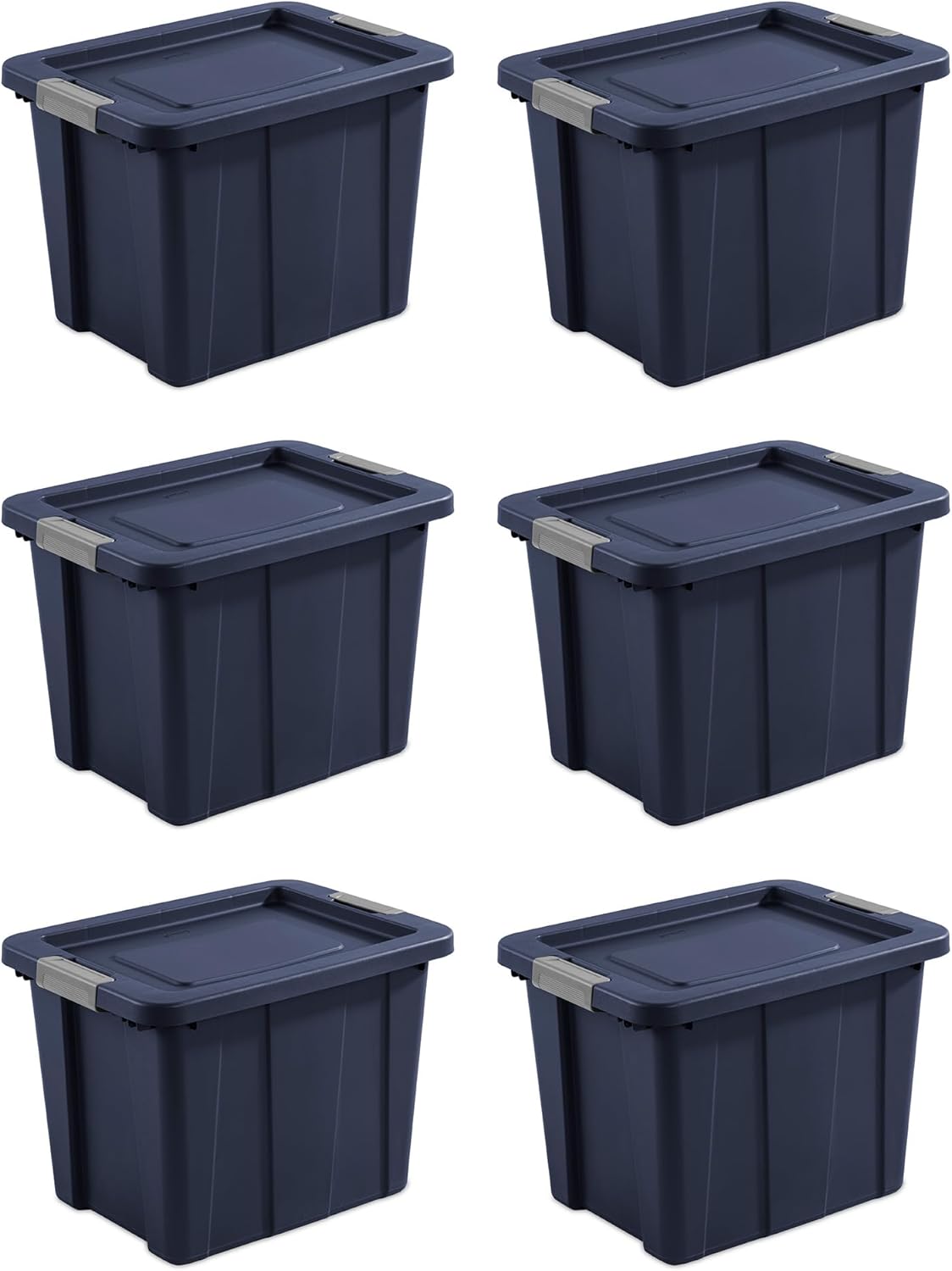Sterilite 18 Gallon Heavy Duty Storage Bins - 6-Pack with Lids in Dark Indigo | Durable Tuff1 Design