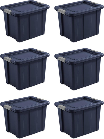 Sterilite 18 Gallon Heavy Duty Storage Bins - 6-Pack with Lids in Dark Indigo | Durable Tuff1 Design