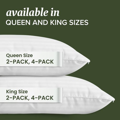 Beckham Hotel Collection King Size Pillow Protector 2 Pack with Zipper, Soft and Breathable Cotton Pillow Protector Covers