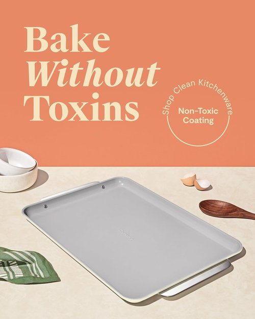 Caraway Non-Stick Ceramic Baking Sheet - Non-Toxic & PTFE Free - Ideal for Baking & Roasting - Large (18" x 13") - Cream