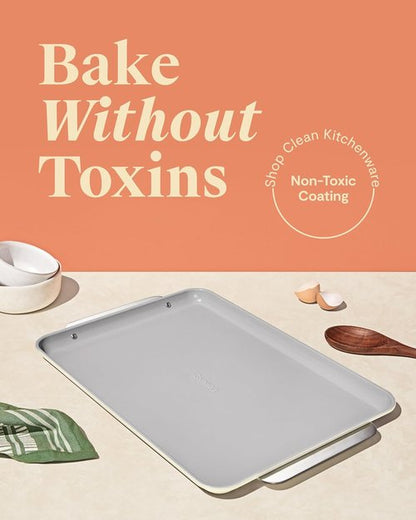 Caraway Non-Stick Ceramic Baking Sheet Duo - Non-Toxic, PTFE & PFOA Free - Ideal for Baking & Roasting - Large (18" x 13") - Cream