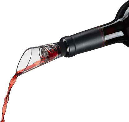 True Aerial Wine Aerator Pourer Spout for Standard Red Wine Bottles, Durable Clear Acrylic and Rubber, Drip Free Pour and Tight Seal, Gifts for Women, Kitchen & Home Bar Accessories, Set of 1