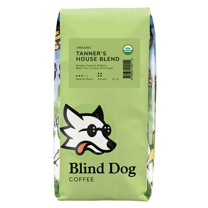 Blind Dog Coffee - 12 Oz Tanners House Blend Ground Coffee - Medium Roast - Milk Chocolate and Caramel Flavored Coffee - Balanced Organic Coffee - USDA Organic